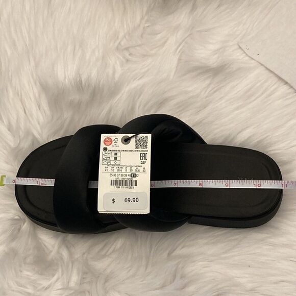 Zara Black Padded Strap Platform Chunky Sandals Shoes Size 10 - Picture 7 of 10